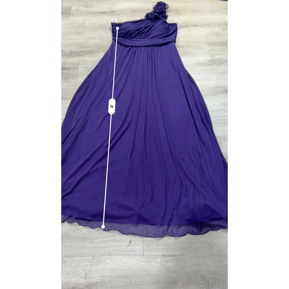 Cindy Purple One Shoulder Chiffon Maxi Gown Rosette Formal Dress XL Wedding Prom - Picture 10 of 13